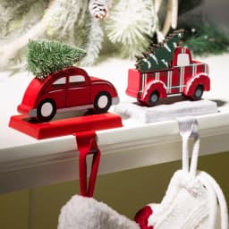 Glitzhome Red Car and Truck Wooden/Metal Stocking Holders, Set of 2 thumbnail 9