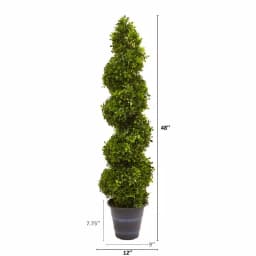 Nearly Natural 48 in. Boxwood Spiral Topiary with Gray Planter - Indoor/Outdoor Artificial Plant thumbnail 3