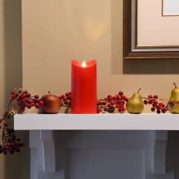 LUMABASE 7 in. Red Battery Operated Pillar Candle with Moving Flame thumbnail 3