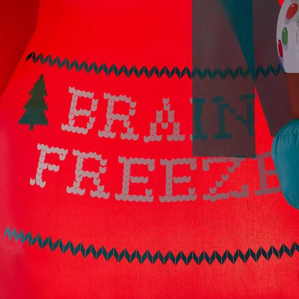 Home Accents Holiday 6 ft. Animated Airblown Inflatable Shivering Snowman with Ugly Sweater and Ice Cream