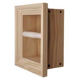 Unbranded Newton Recessed Toilet Paper Holder with Melbourne Frame, Solid Pine, Unfinished thumbnail 1