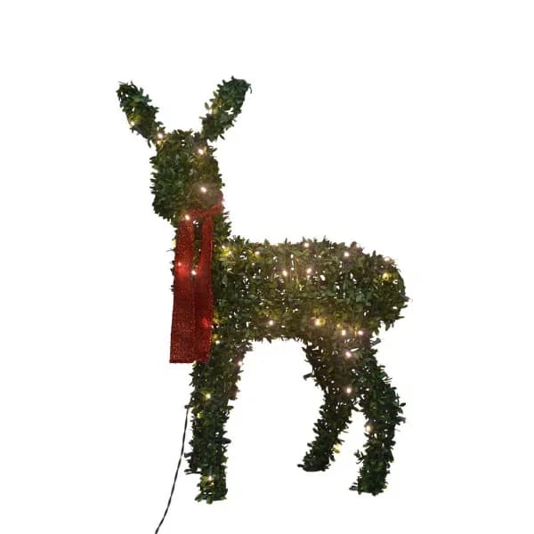 ProductWorks 36 in. Pre-lit Faux Boxwood Topiary Fawn Sculpture with 80 LED Lights