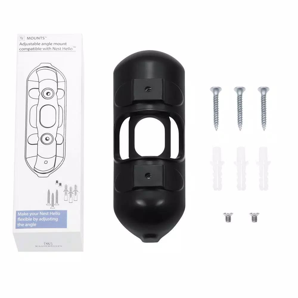 Wasserstein Adjustable Angle Wall Mount for Google Nest Hello Video Doorbell, Black