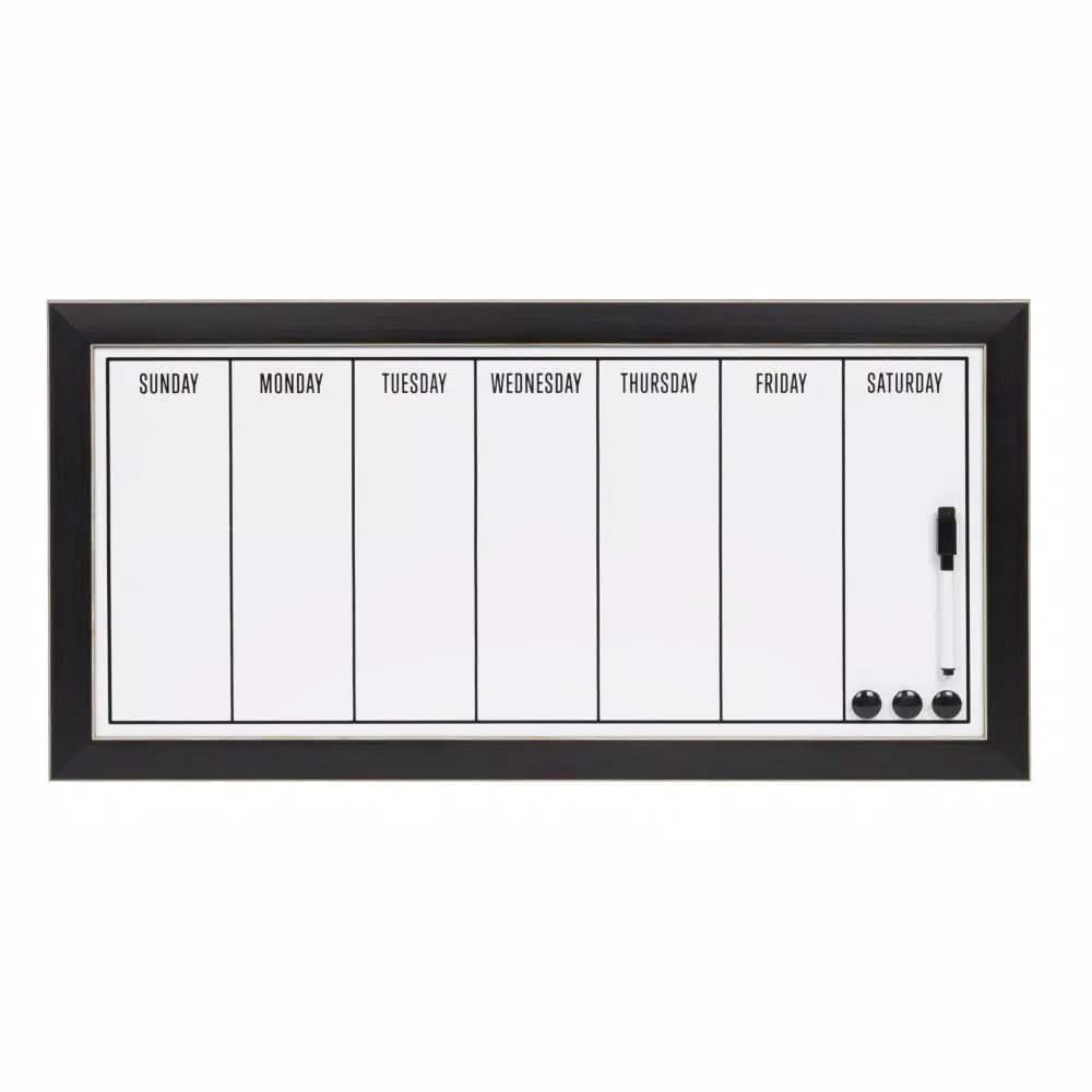 DesignOvation Wyeth Magnetic Dry Erase Weekly Calendar Memo Board with Frame