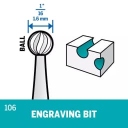 Dremel 106 1/16 in. Small Round Engraving Cutter for Wood, Plastic, and Soft Metals (2-Pack) thumbnail 3