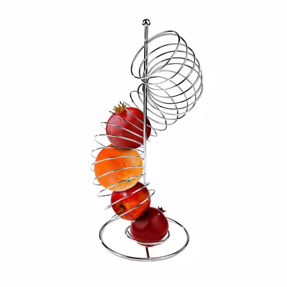 Mind Reader Stainless Steel Twisted Fruit Holder, Silver Metal Wire Fruit Basket