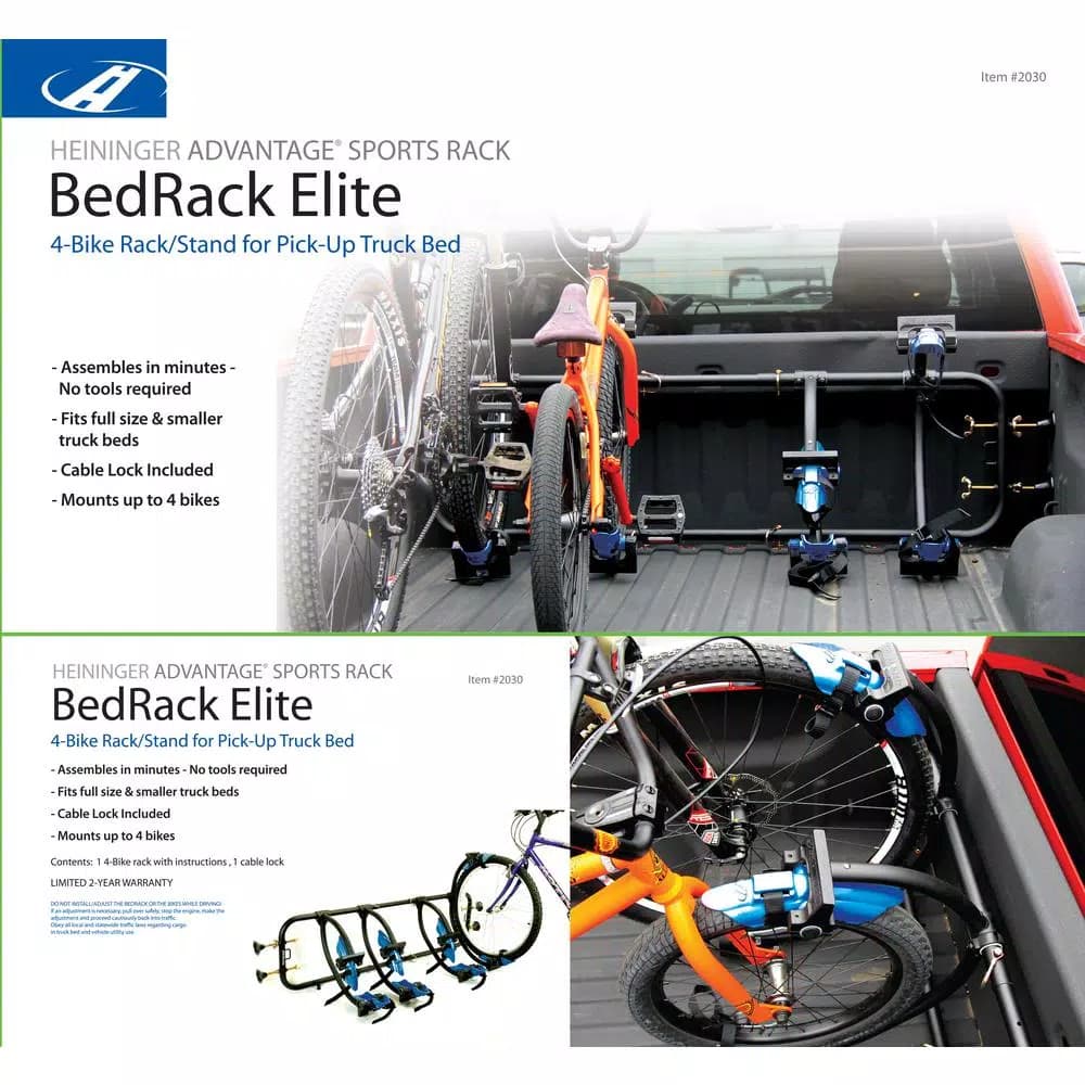 Advantage SportsRack Advantage Sports Bed Rack Elite 4-Bike Truck Bed Bike Rack, 120 lb Capacity
