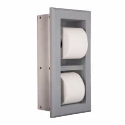 Unbranded Newton Recessed Toilet Paper Holder with Bevel Frame, Solid Pine, Gray thumbnail 2
