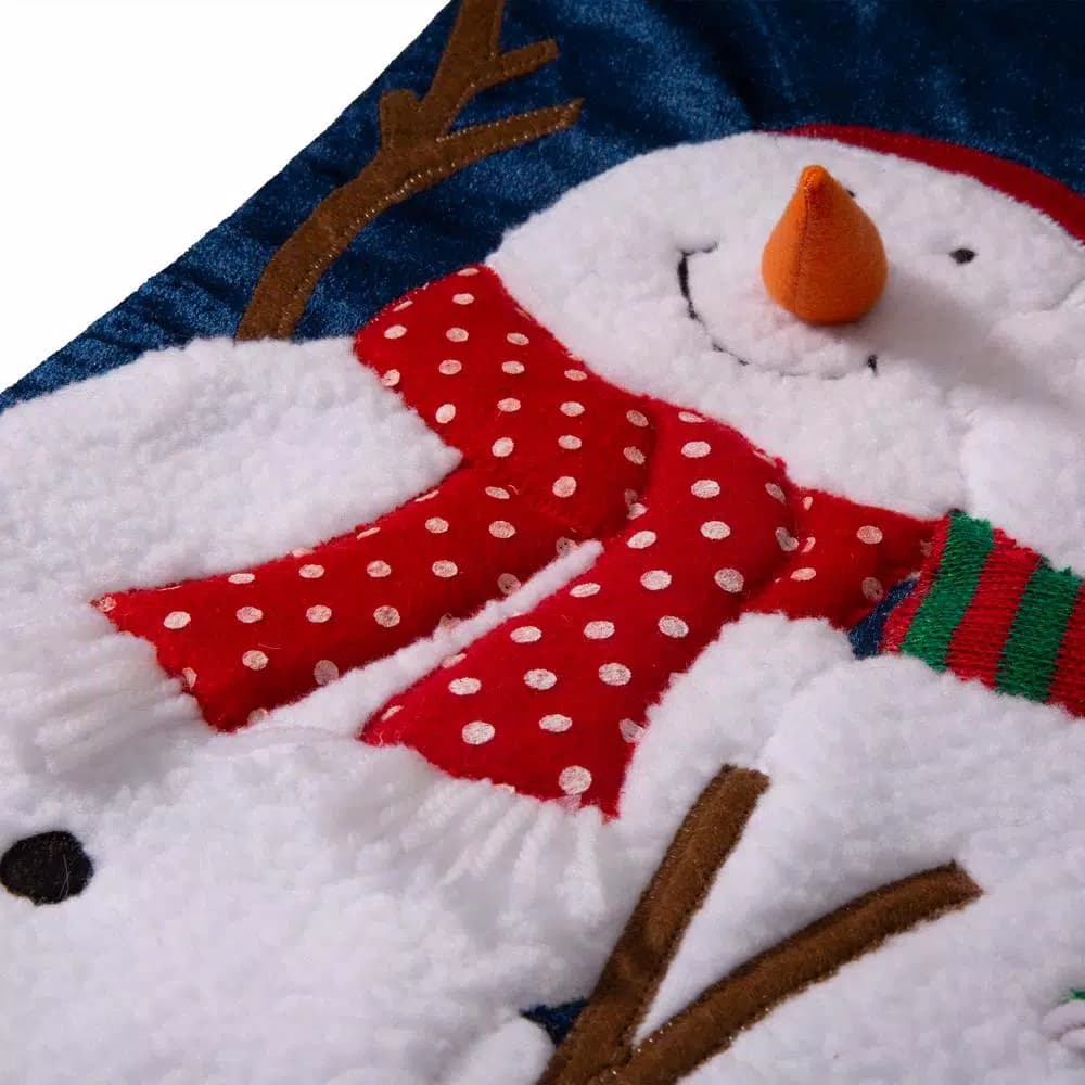 Glitzhome 36 in. Polyester Velvet 3D Oversized Snowman Christmas Stocking with Gold Stars
