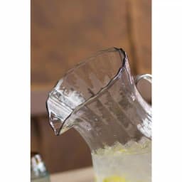Unbranded 4.8 Qt. Clear Ribbed Glass Pitcher, Hand-Blown Recycled Glass, 156 fl. oz. thumbnail 2