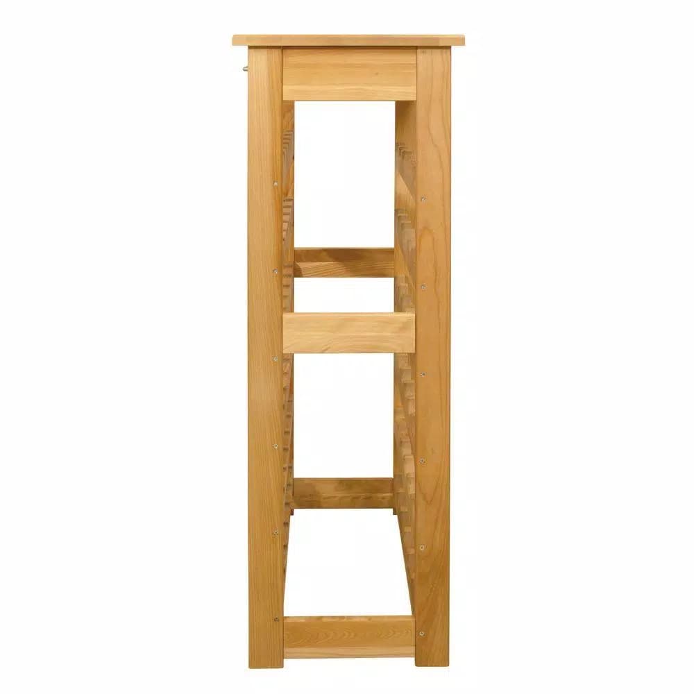 Catskill Craftsmen 36-Bottle Natural Yellow Birch Wood Floor Wine Rack with Storage Drawer