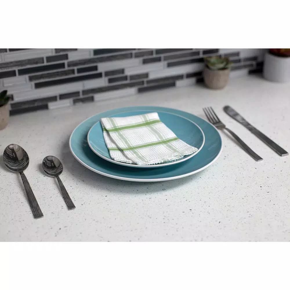 Unbranded Stripes 16-Piece 18/0 Stainless Steel Flatware Set, Silver Modern Silverware