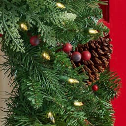 Home Accents Holiday 30 in. Winslow Fir Pre-lit Artificial Christmas Wreath with 50 Warm White LED Lights and Timer thumbnail 5
