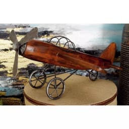 LITTON LANE Vintage Reflections 16" Rustic Wood and Iron Model Airplane Sculpture thumbnail 6