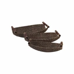 LITTON LANE Globe Trotter Set of 3 Seagrass Boat-Shaped Trays with Cherrywood Dowel Handles thumbnail 2