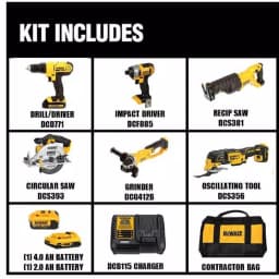 DEWALT 20V MAX Cordless 6-Tool Combo Kit with 4.0Ah & 2.0Ah Batteries and Charger thumbnail 2