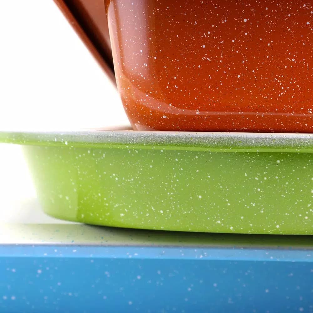 Unbranded Imbue Color Splash 3-Piece Bakeware Set, Carbon Steel with Ceramic Nonstick Interior