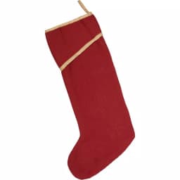 VHC Brands 20 in. Revelry Brick Red Traditional Christmas Stocking with Gold Taupe Jacquard Trim thumbnail 2
