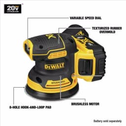 DEWALT 20V MAX XR Brushless 5 in. Random Orbital Sander Kit with 2.0 Ah Battery & Bonus Jigsaw thumbnail 3