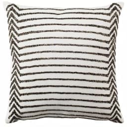 Safavieh Emilia Cream Striped 18 in. x 18 in. Cotton Throw Pillow with Down Alternative Fill thumbnail 1