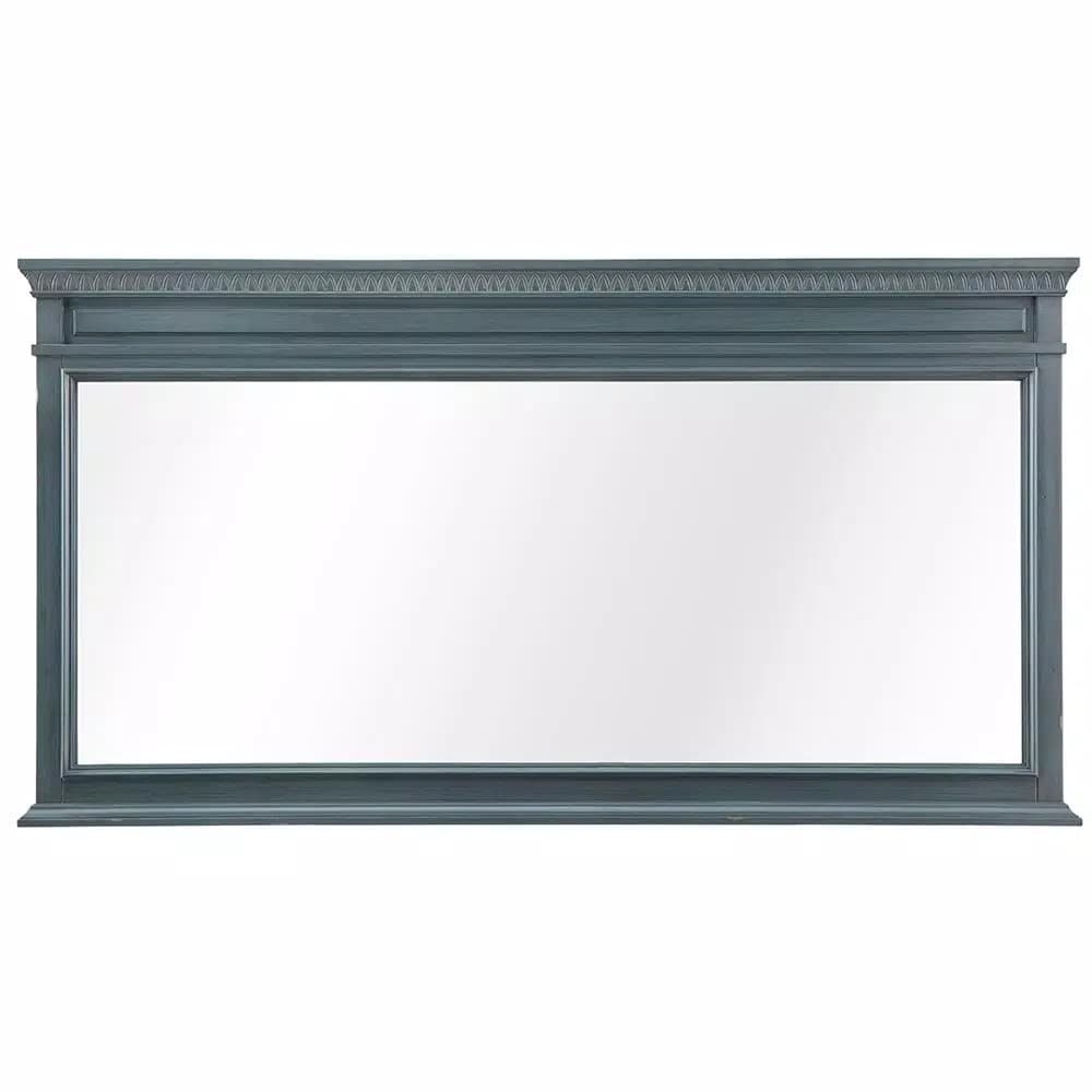 Home Decorators Collection Cailla 60 in. W x 32 in. H Rectangular Framed Bathroom Vanity Mirror - Distressed Blue Fog