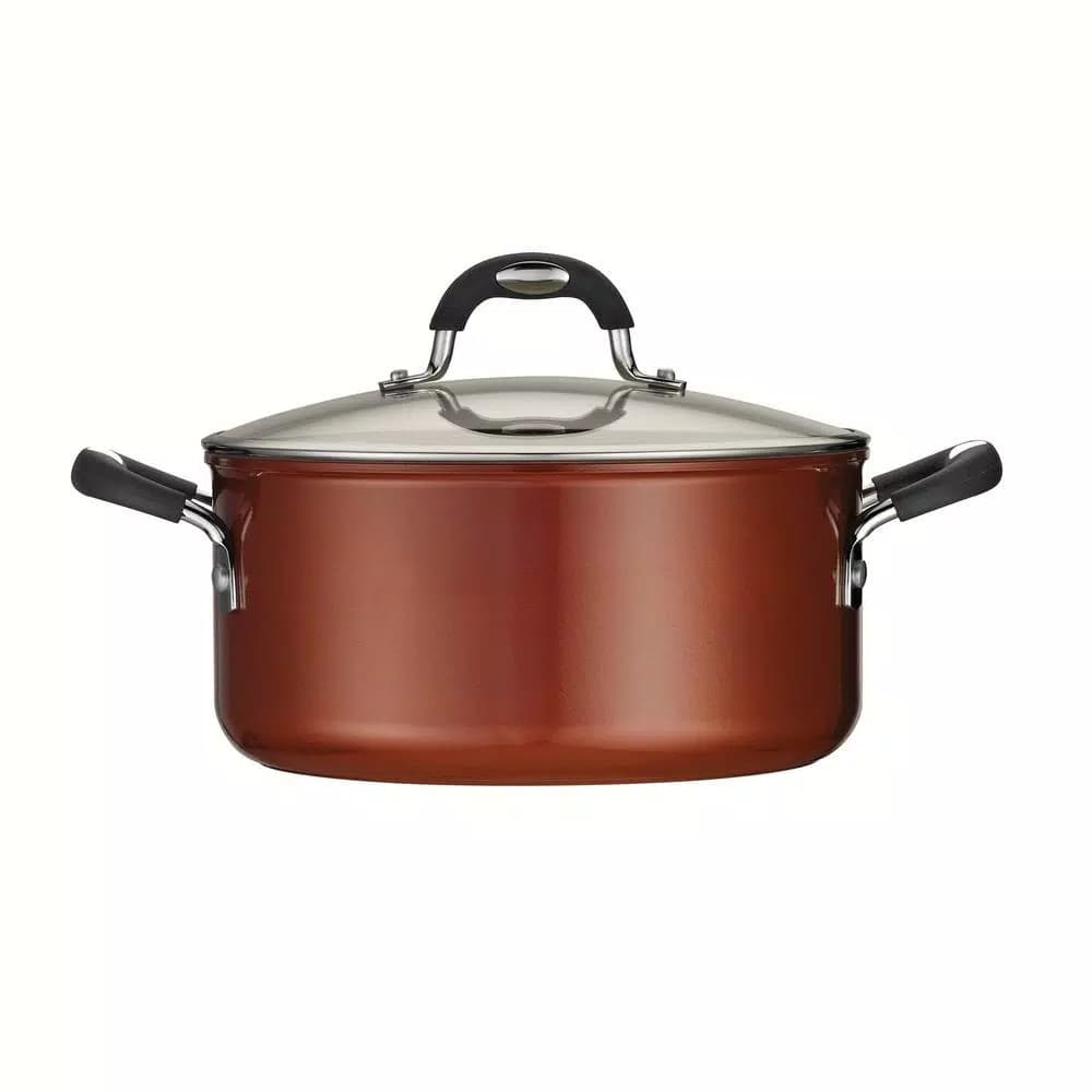Tramontina Style Ceramica 5 Qt. Round Aluminum Dutch Oven with Glass Lid, Metallic Copper