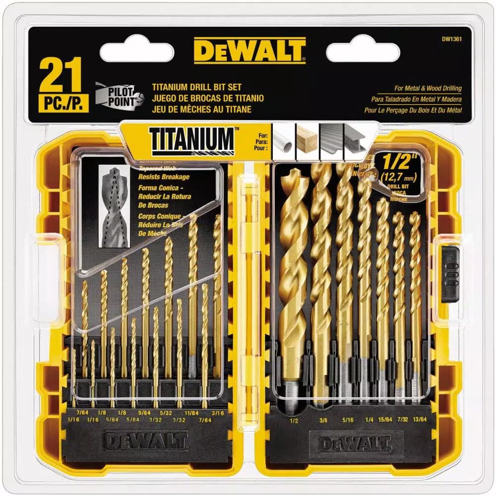 DEWALT 21-Piece Titanium Pilot Point Twist Drill Bit Set