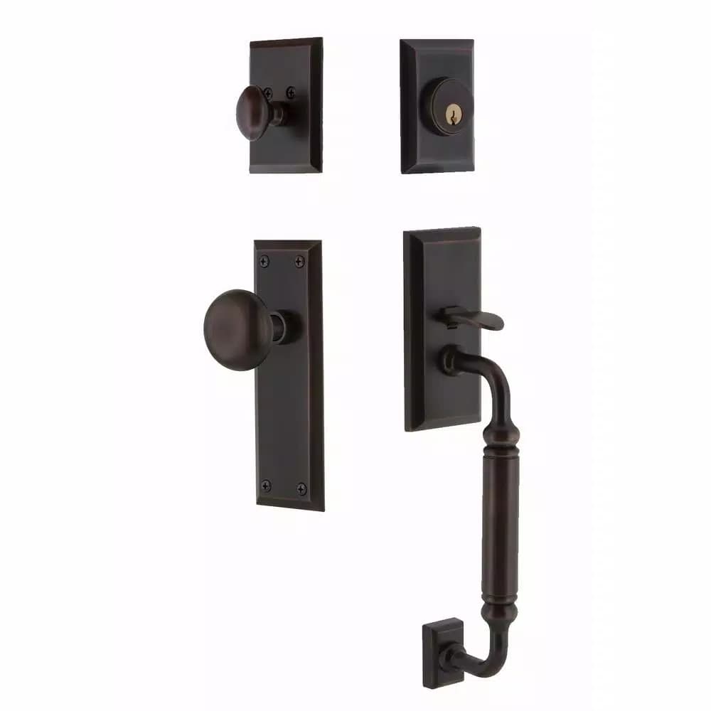 Nostalgic Warehouse New York Keyed Entry Handleset with New York Knob, Timeless Bronze