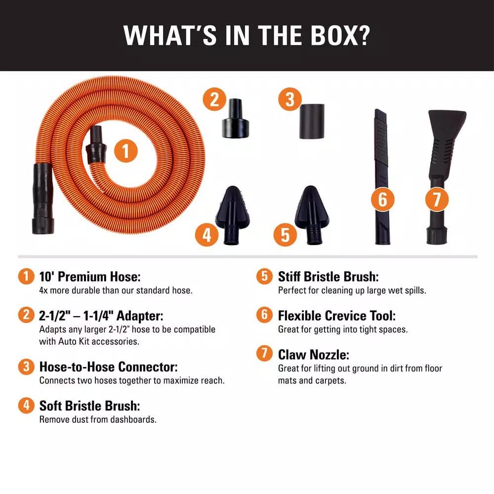 RIDGID 1-1/4 in. Premium Car Cleaning Accessory Kit for Wet/Dry Shop Vacuums, 7-Piece Set