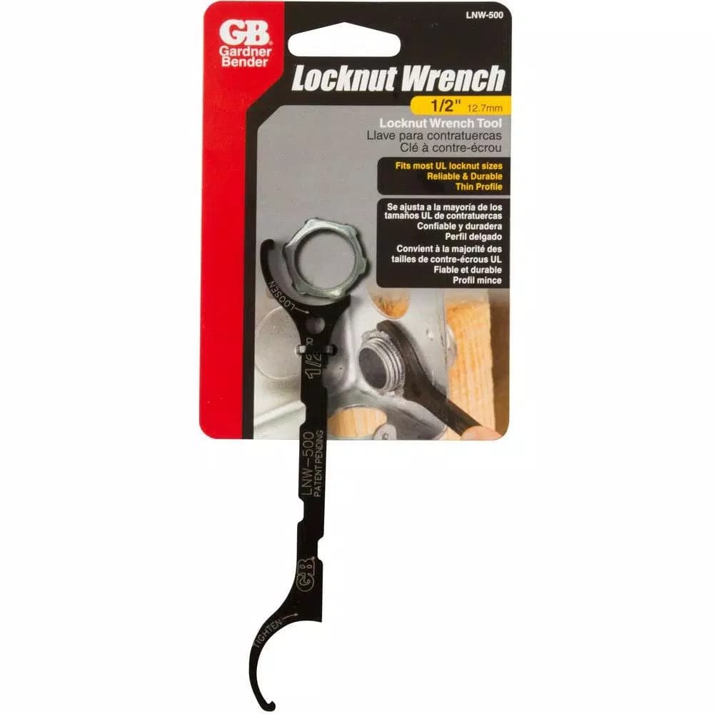 Gardner Bender 5.25 in. Steel Locknut Wrench, Fits 0.50 in. Locknuts, Black (Case of 10)
