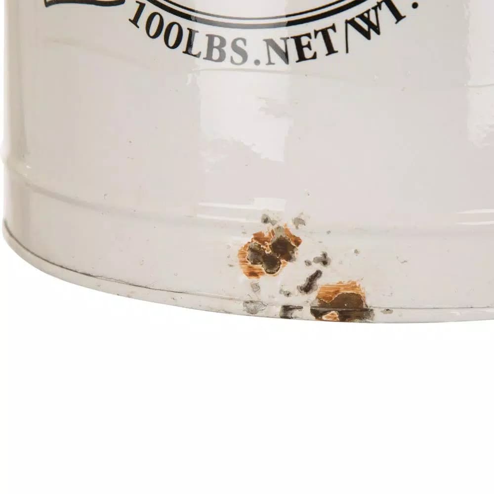 Glitzhome 13 in. Farmhouse Enamel Metal Canister with Wire Handle and Distressed Finish