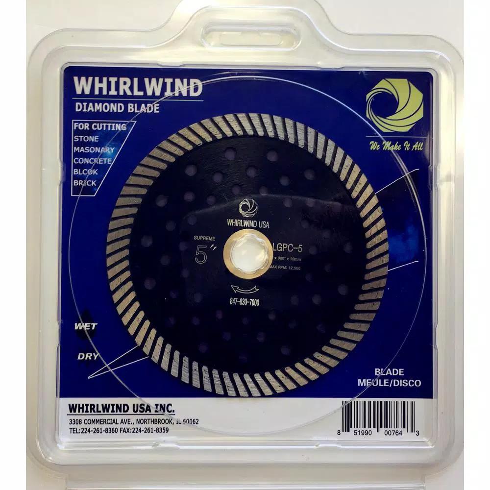 Whirlwind USA 5 in. Turbo Continuous Rim Diamond Blade for Granite and Stone