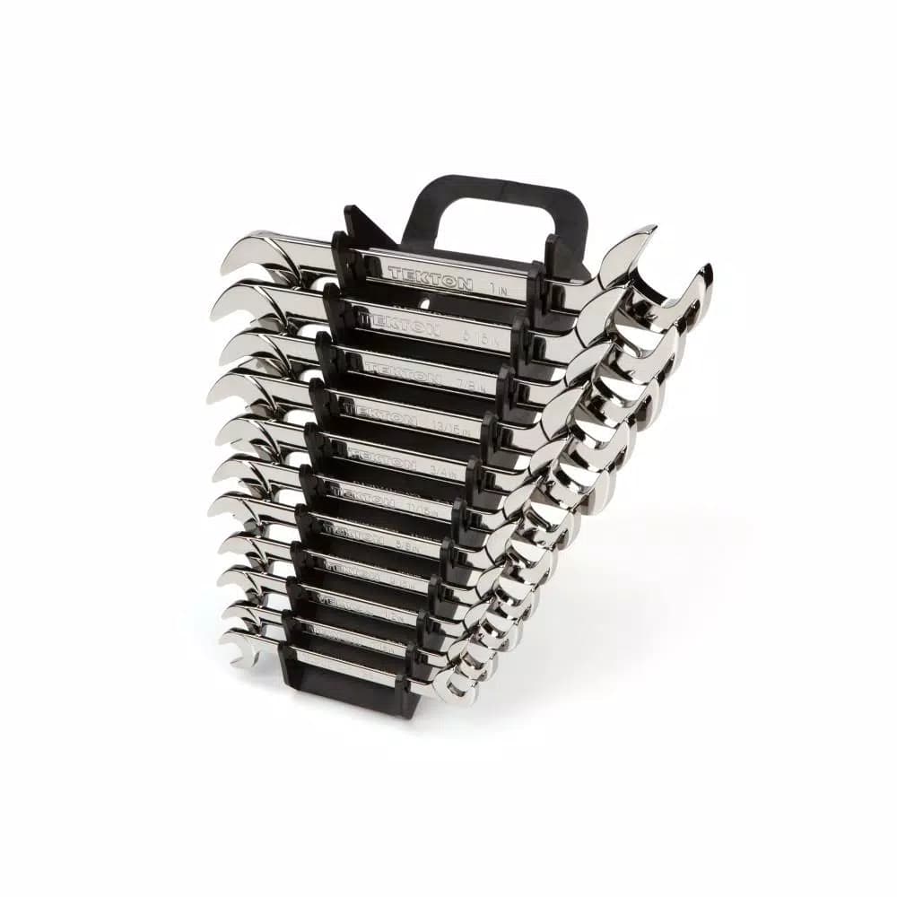 TEKTON 11-Piece Angle Head Open End Wrench Set, 3/8 in. to 1 in., SAE