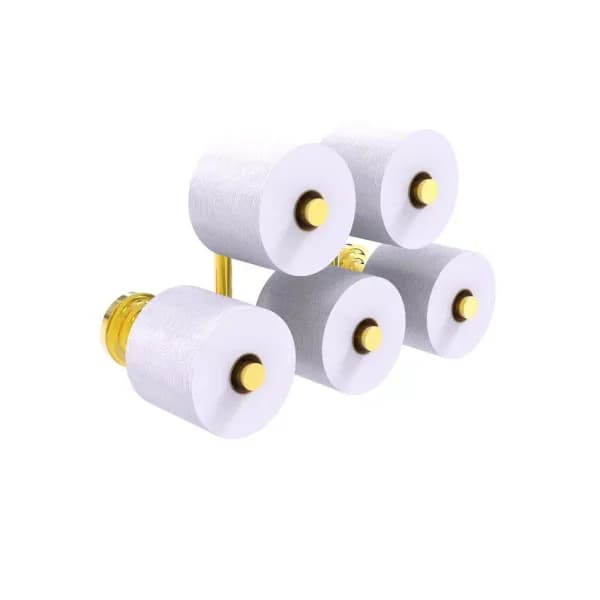 Allied Brass Que New Collection 5 Roll Reserve Toilet Paper Holder, Polished Brass