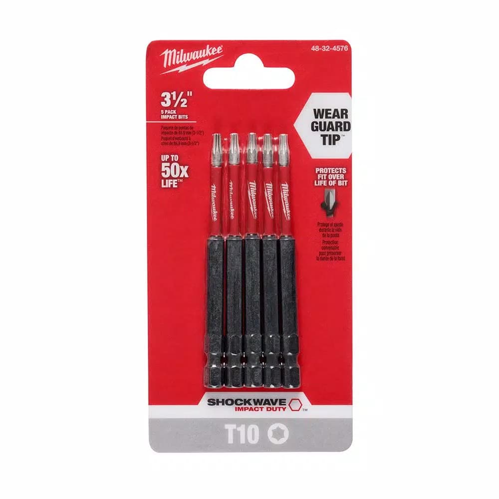 Milwaukee SHOCKWAVE Torx #10 3.5 in. Impact Duty Steel Screwdriver Bits, 5-Pack