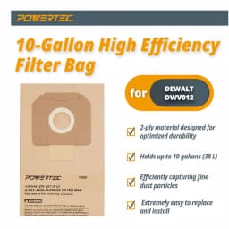 POWERTEC 10 Gal. High Efficiency Replacement Filter Bags for DeWalt DWV012 DWV9401 Dust Extractors (5-Pack) thumbnail 2