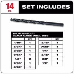 Milwaukee Black Oxide Twist Drill Bit Set, 14-Piece thumbnail 3