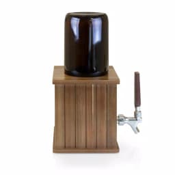 Picnic Time Growler Tap Beverage Dispenser with 64 oz. Amber Glass Growler and Acacia Wood Base thumbnail 2