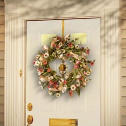 National Tree Company 22 in. White and Pink Sunflower Wreath with Burlap Bows thumbnail 4