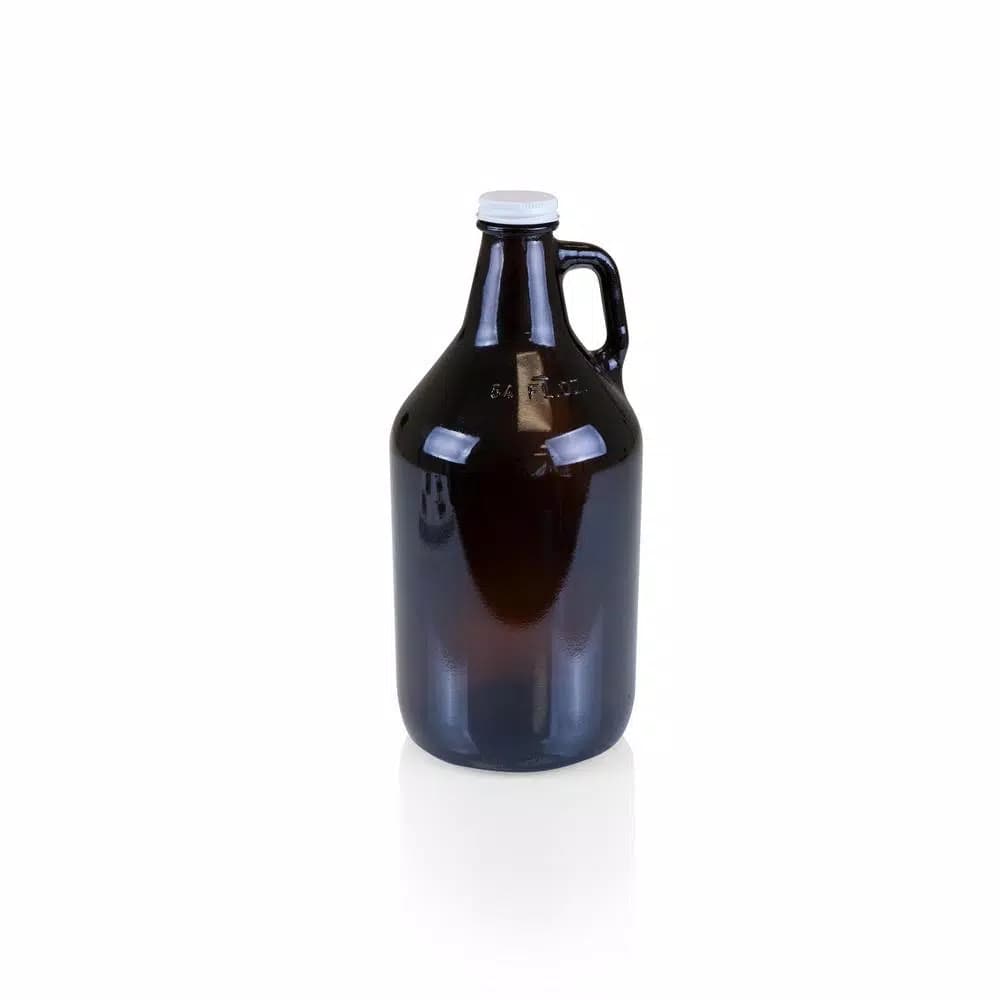 Picnic Time Growler Tap Beverage Dispenser with 64 oz. Amber Glass Growler and Acacia Wood Base