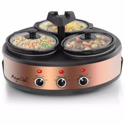 MegaChef Triple 4.5 Qt. Copper Slow Cooker and Buffet Server with 3 Ceramic Pots thumbnail 2