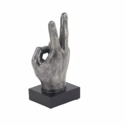 LITTON LANE Modern Reflections Hand Sign Polystone Sculpture Set, Silver Distressed Finish (Set of 3) thumbnail 6