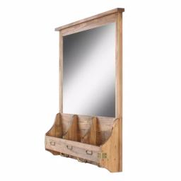 Kate and Laurel Stallard Rustic Brown Multi-Function Wall Mirror Memo Board with Hooks and Pockets thumbnail 3