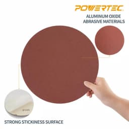 POWERTEC 12 in. 180 Grit Aluminum Oxide PSA Sanding Discs, 10-Pack thumbnail 5
