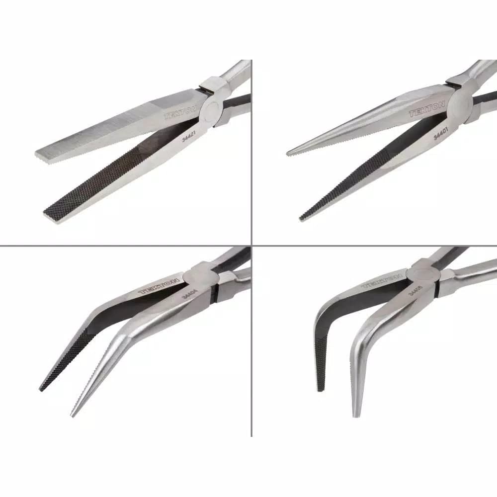 TEKTON 4-Piece Long Reach Pliers Set with Chrome Vanadium Steel