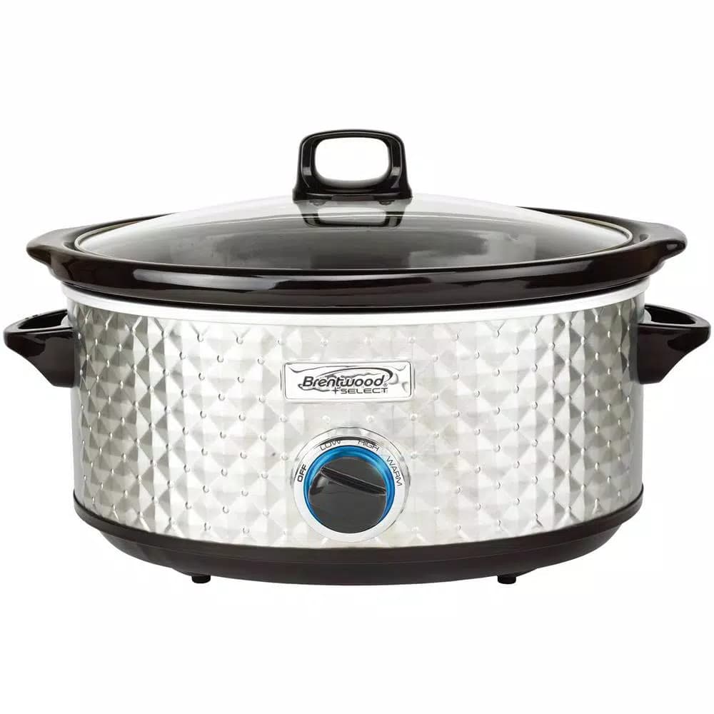 Brentwood Appliances 7 Qt. Stainless Steel Slow Cooker with Tempered Glass Lid