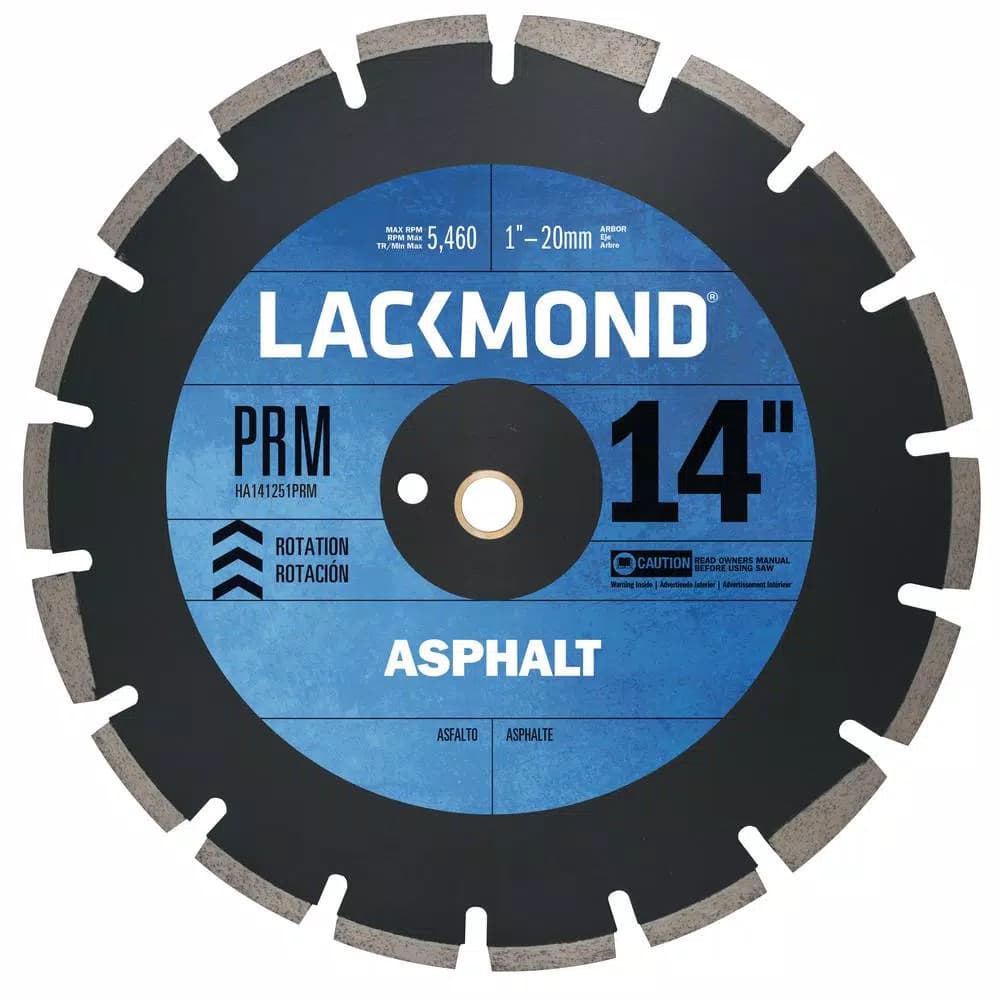 Lackmond PRM Series 14 in. Asphalt and Block Diamond Saw Blade - 1 in. 20 mm Arbor