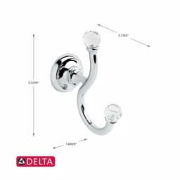 Delta Nora Double Towel and Robe Hook in Chrome and Glass thumbnail 3