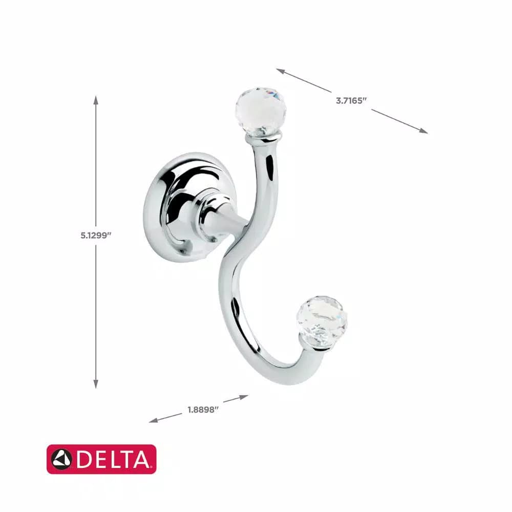 Delta Nora Double Towel and Robe Hook in Chrome and Glass