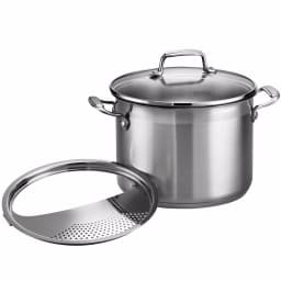 Tramontina Gourmet 6 Qt. Stainless Steel 3-Pc Pasta Cooker Set with Glass Lid thumbnail 1